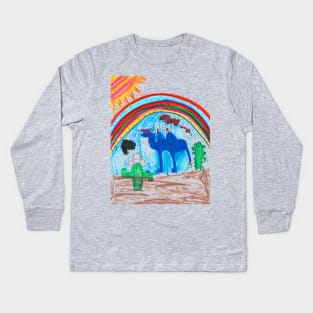 Camel Art with Rainbows - Homeschool Art Class 2021/22 Artist Collab T-Shirt Kids Long Sleeve T-Shirt